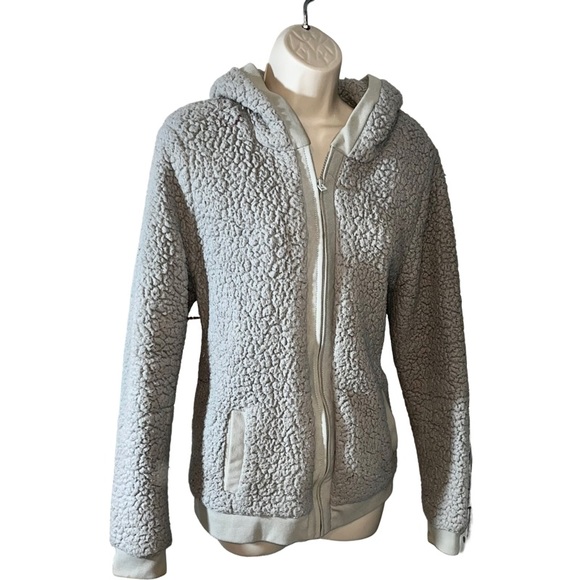 Ladies large Aeropostale gray Sherpa zip up hoodie with adorable bear ears warm - Picture 2 of 16